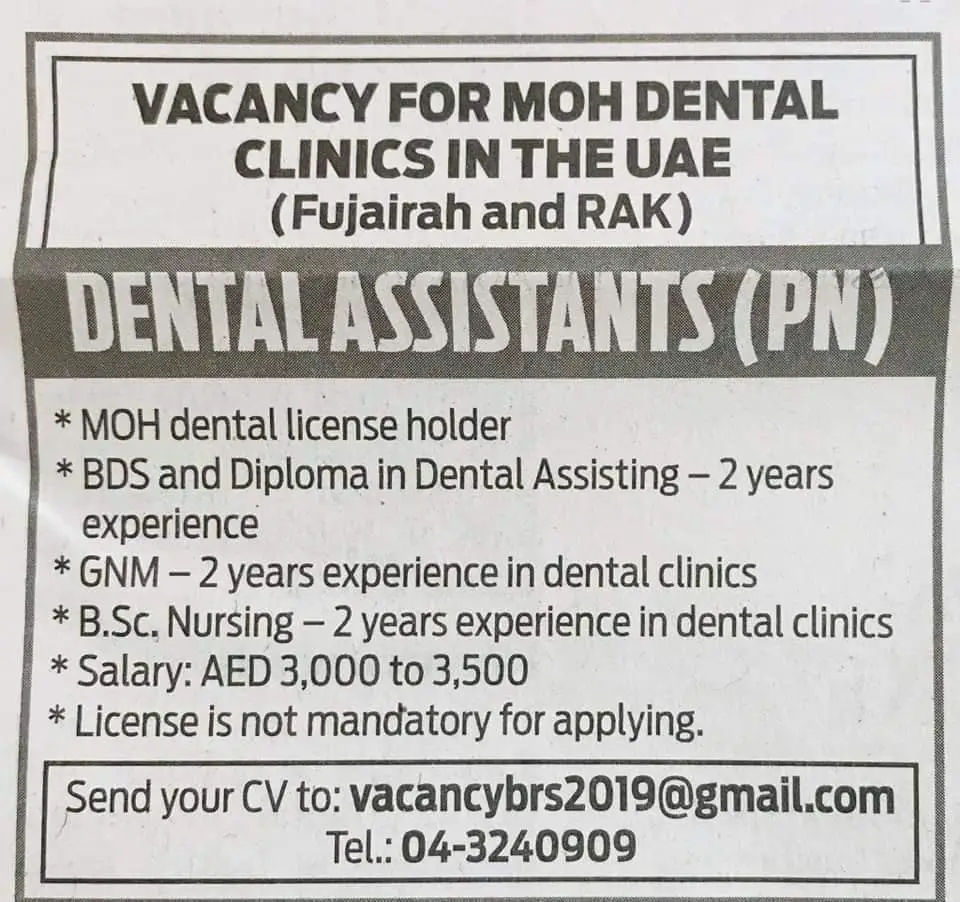 Hiring Dental Assistant Dubai UAE Gulf Career Hunt