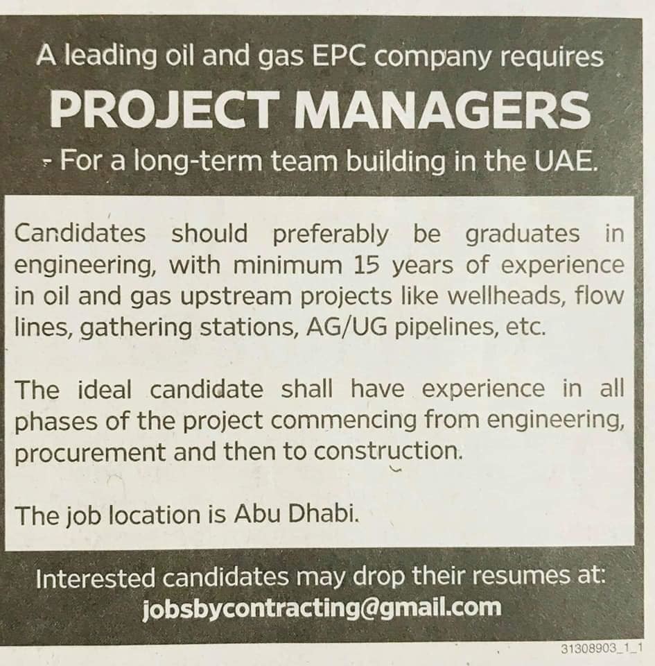 Project Manager Abu Dhabi UAE | Gulf Career Hunt